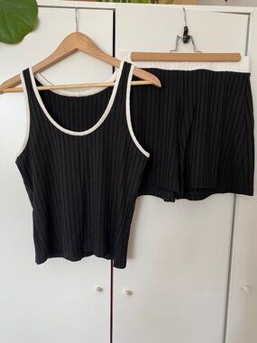 Black and White Tank Top and Short From Mimz Size Medium Bundle
